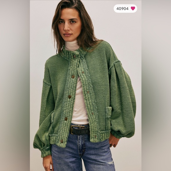 Free People Sweaters - $168! FREE PEOPLE  We The Free Cute In This Cardi Frosty Spruce Medium NEw